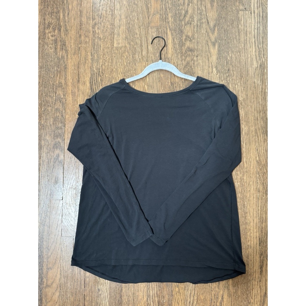Lululemon Womens Black Lightweight Long Sleeve Performance Crew Neck Shirt Flaw